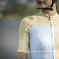 Contraste a colorida de manga curta camisa de ciclismo para mulheres